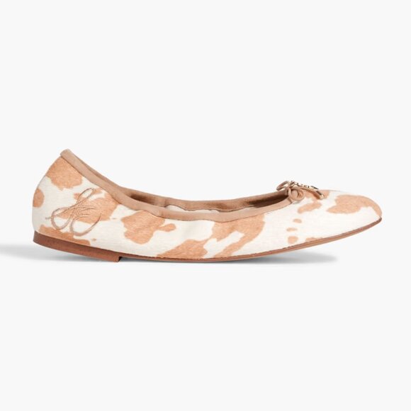 SAM EDELMAN Felicia Ballet Flats in Ivory and Tan Leather Calf Hair Size 5.5 NWT - Picture 1 of 11